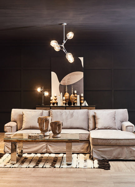 Two Light Chrome and White Marble Table Lamp | Revive