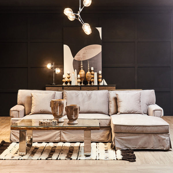 Two Light Chrome and White Marble Table Lamp | Revive