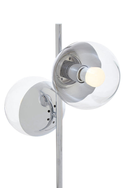 Two Light Chrome and White Marble Table Lamp | Revive