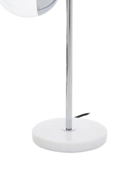 Two Light Chrome and White Marble Table Lamp | Revive