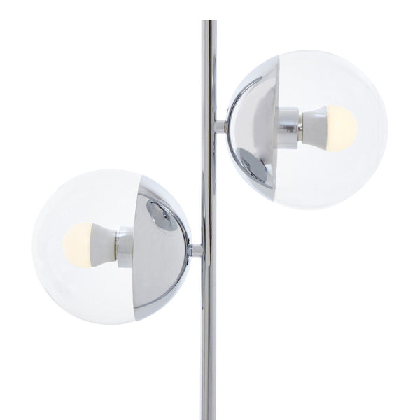 Two Light Chrome and White Marble Table Lamp | Revive