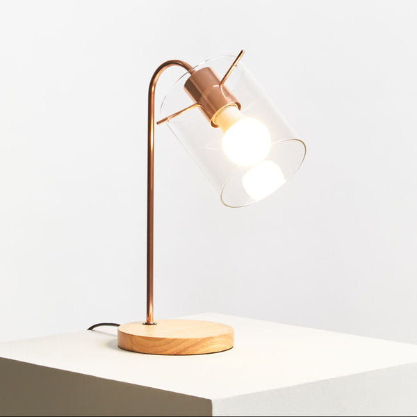 Shiny Copper Curved Table Lamp | Stockholm