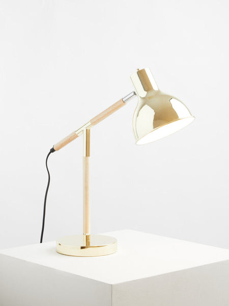 Adjustable Desk Lamp in Shiny Brass Finish | Stockholm