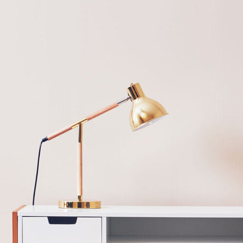 Adjustable Desk Lamp in Shiny Brass Finish | Stockholm