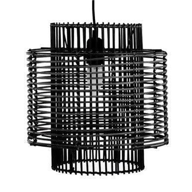 Jaya Black Rattan Overlapping Pendant Lamp