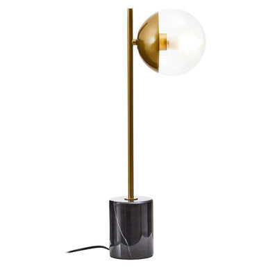 Small Gold Finish Metal Table Lamp with Black Marble Base | Revive
