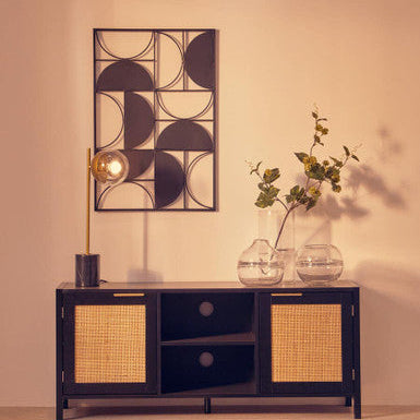Small Gold Finish Metal Table Lamp with Black Marble Base | Revive