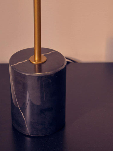 Small Gold Finish Metal Table Lamp with Black Marble Base | Revive