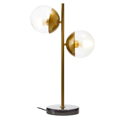 Two Light Gold and Black Marble Table Lamp | Revive