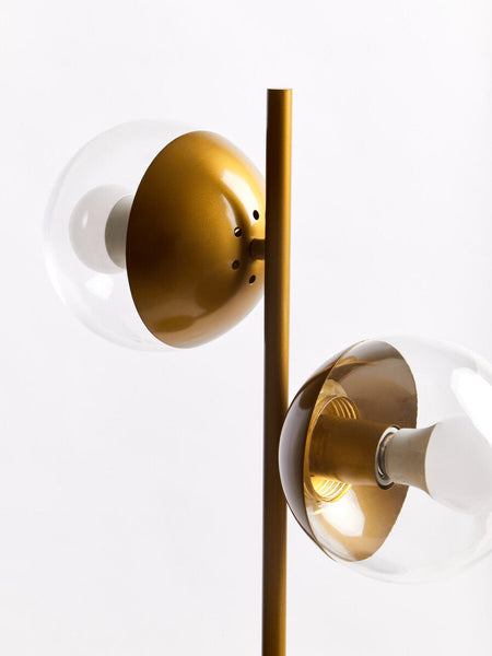 Two Light Gold and Black Marble Table Lamp | Revive