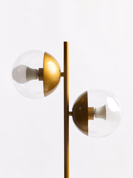 Two Light Gold and Black Marble Table Lamp | Revive