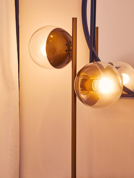 Two Light Gold and Black Marble Table Lamp | Revive