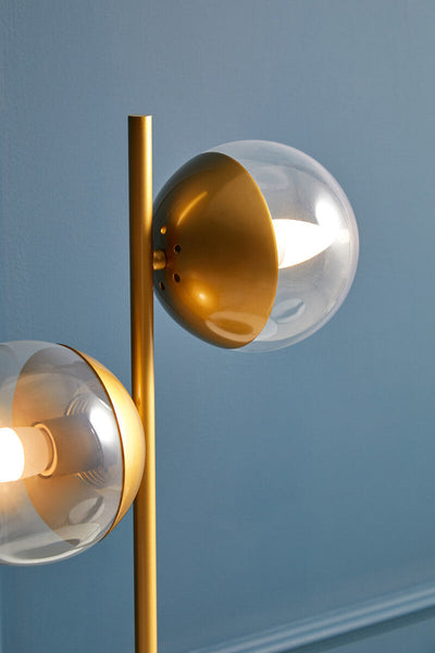 Two Light Gold and Black Marble Table Lamp | Revive