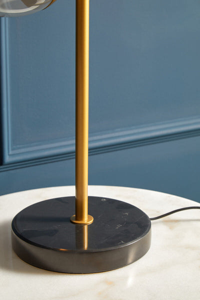 Two Light Gold and Black Marble Table Lamp | Revive