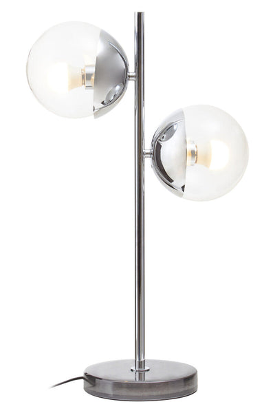 Two Light Silver and Black Marble Table Lamp | Revive