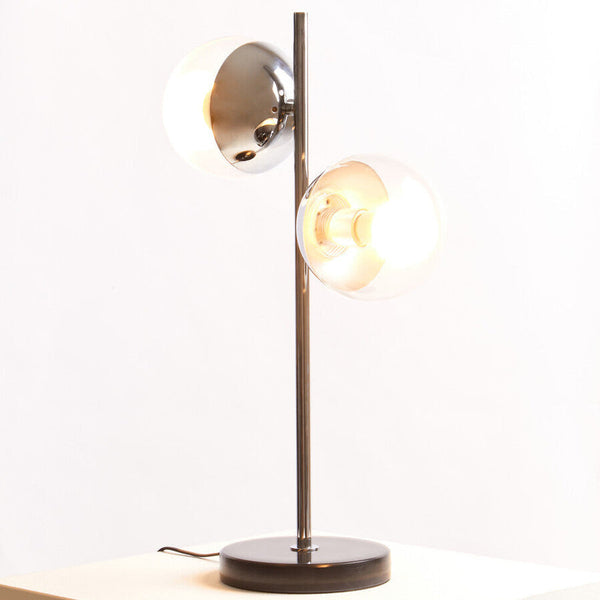 Two Light Silver and Black Marble Table Lamp | Revive