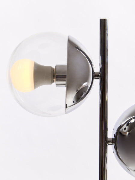 Two Light Silver and Black Marble Table Lamp | Revive