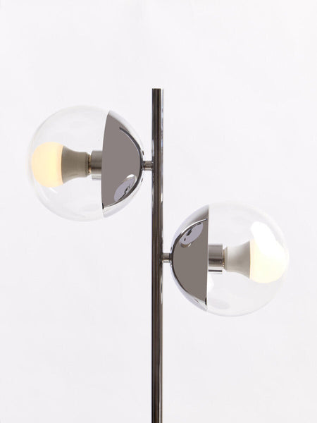 Two Light Silver and Black Marble Table Lamp | Revive