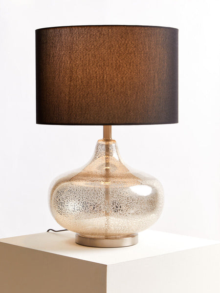 Silver Glass with Black Shade Table Lamp | Luz