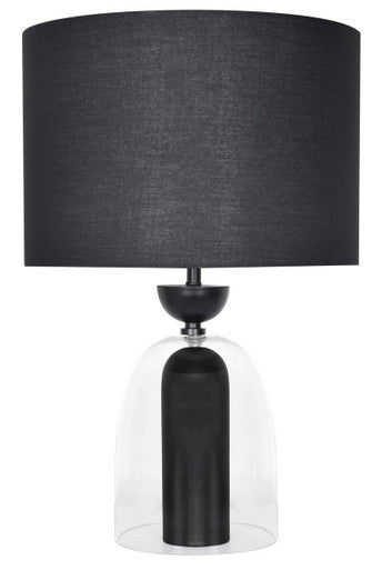 Clear Glass and Black Metal Table Lamp | Sellis