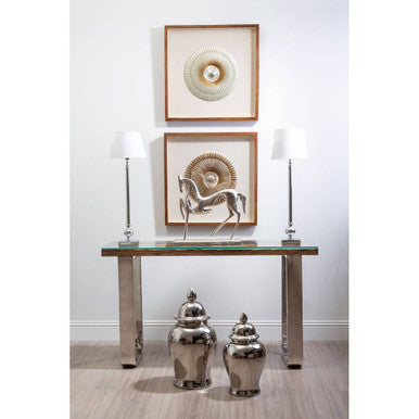 Nason Framed Silver Round Carving Wall Art