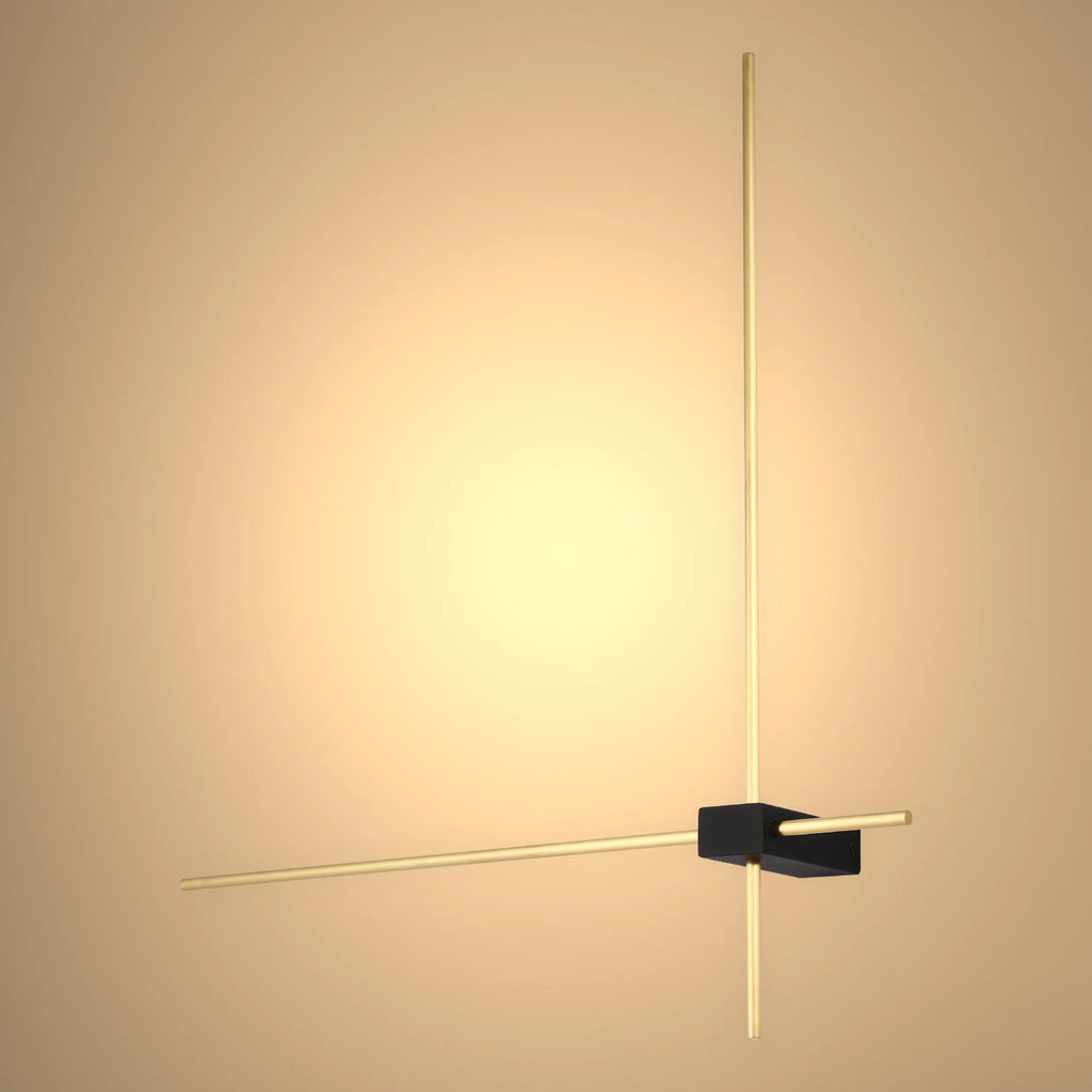 3-Arm Gold & Black Modern Wall Light Fixture