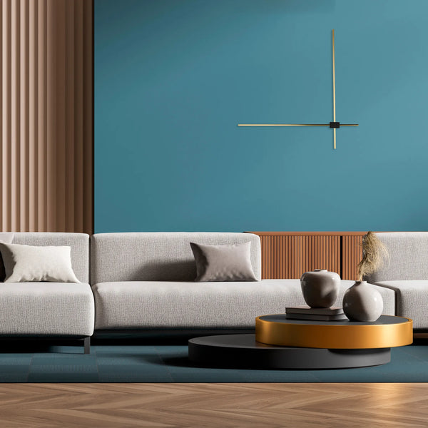 3-Arm Gold & Black Modern Wall Light Fixture