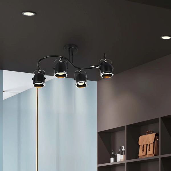 Moern S Shape Rotatable GU10 Spotlight Black and Chrome