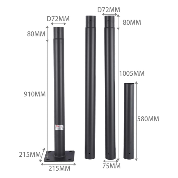 4M Dark Grey Steel Lamp Post