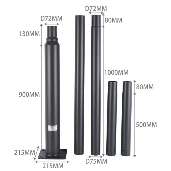 4M Dark Grey Steel Lamp Post