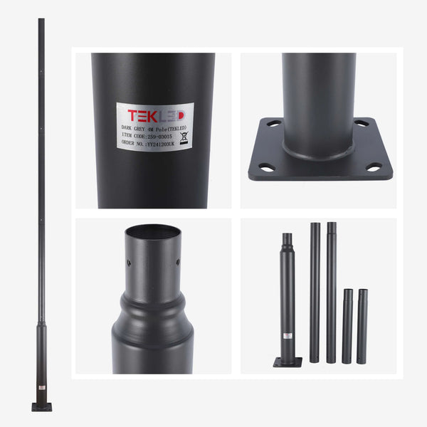 4M Dark Grey Steel Lamp Post