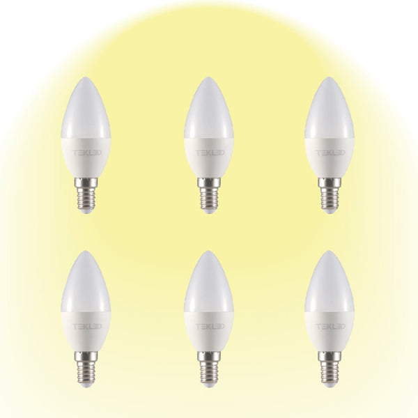 Vela LED Candle Bulb C37 Dimmable E14 Small Edison Screw 5W Pack of 6