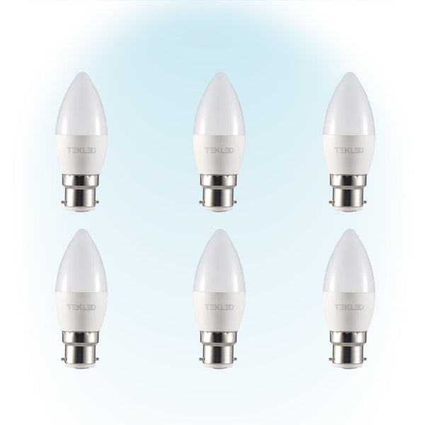 Cetus LED Candle Bulb C37 Dimmable B22 Bayonet Cap 6W Pack of 6