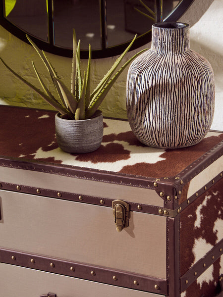 Kensington Townhouse Brown And White Cowhide Cabinet