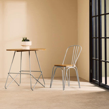 District Grey Metal And Elm Wood Round Dining Table