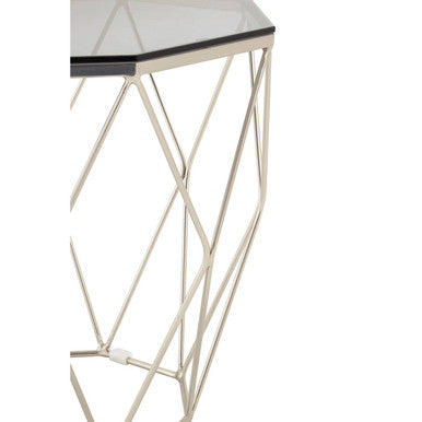 Allure Octagonal End Table With Brushed Nickel Base
