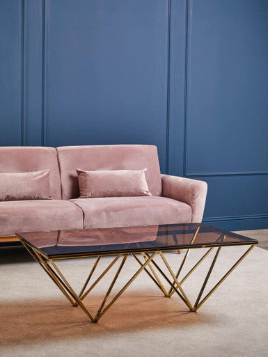Allure Champagne Metal Prismatic Legs Coffee Table