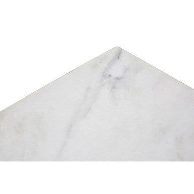 Square White Faux Marble End Table with Silver Chrome Metal Legs | Allure