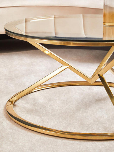 Allure Corseted Round Champagne Coffee Table