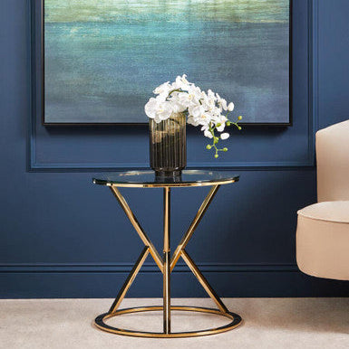 Allure Corseted Round Champagne End Table
