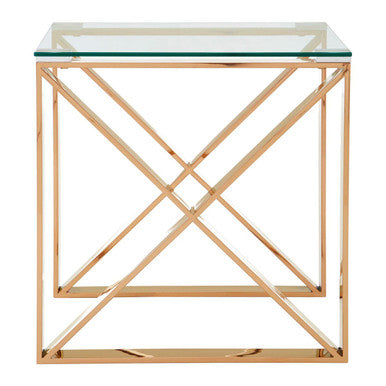 Allure Rose Gold Cross Legs End Table