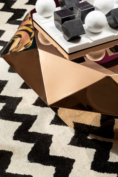 Allure Rose Gold Diamond Cut Coffee Table