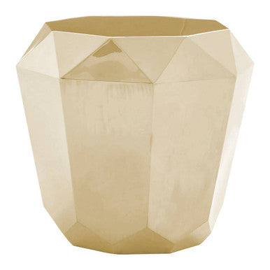 Allure Champagne Finish Side Table with Diamond Cut Design