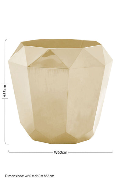 Allure Champagne Finish Side Table with Diamond Cut Design