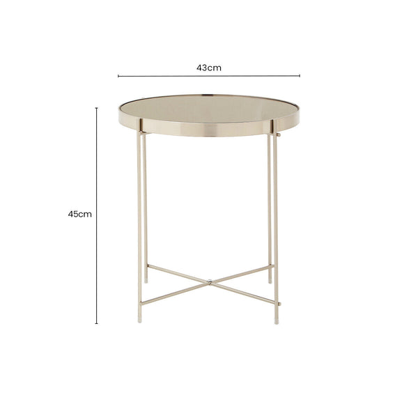 Allure Grey Mirrored Glass Low Side Table with Brushed Nickel Finish Legs