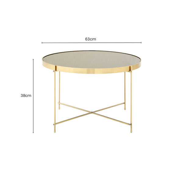 Allure Black Mirrored Glass Large Side Table with Brushed Bronze Finish Legs