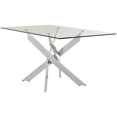 Allure Chrome Finish Rectangular Dining Table with Clear Glass Top