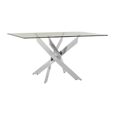 Allure Chrome Finish Rectangular Dining Table with Clear Glass Top