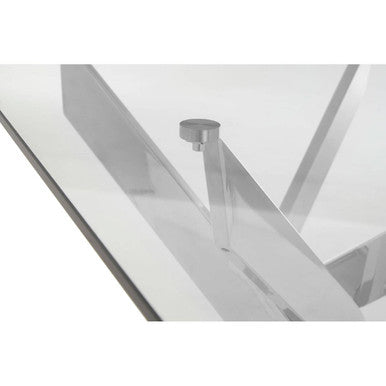 Allure Chrome Finish Rectangular Dining Table with Clear Glass Top
