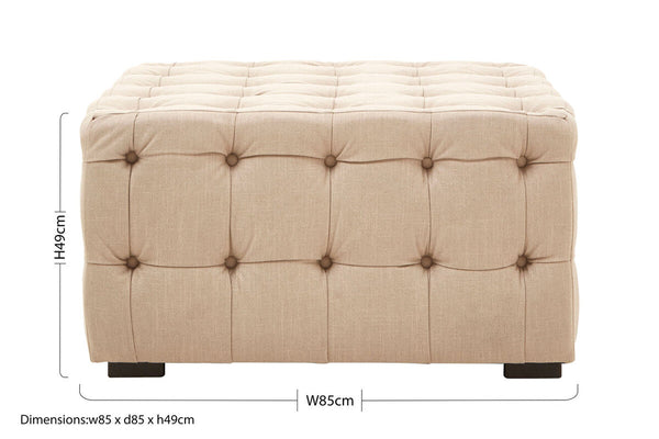 Stella Beige Linen Button Tufted Stool